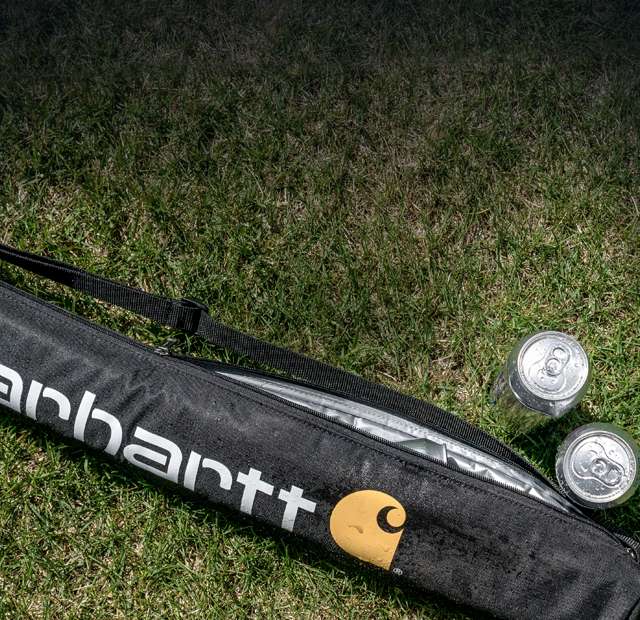 Free 6-Pack Sling, For spending $125 on hardworking beverage-earning Carhartt gear, See the Details