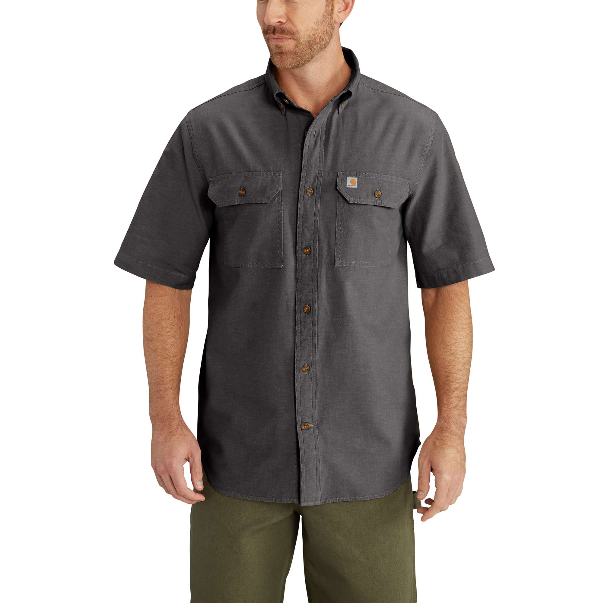 carhartt chambray short sleeve shirt